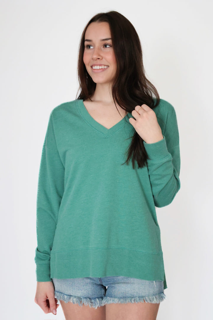 Modern V-Neck Weekender- Botanical Green