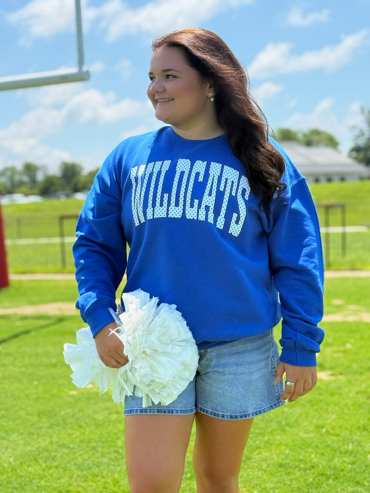 Polka Dot Team Sweatshirt- WILDCATS