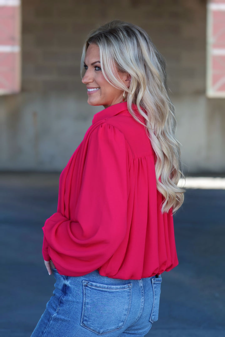 Bubble Blouse- Raspberry