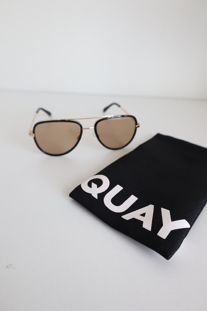 Quay - Black/Tan All In Medium Sunglasses