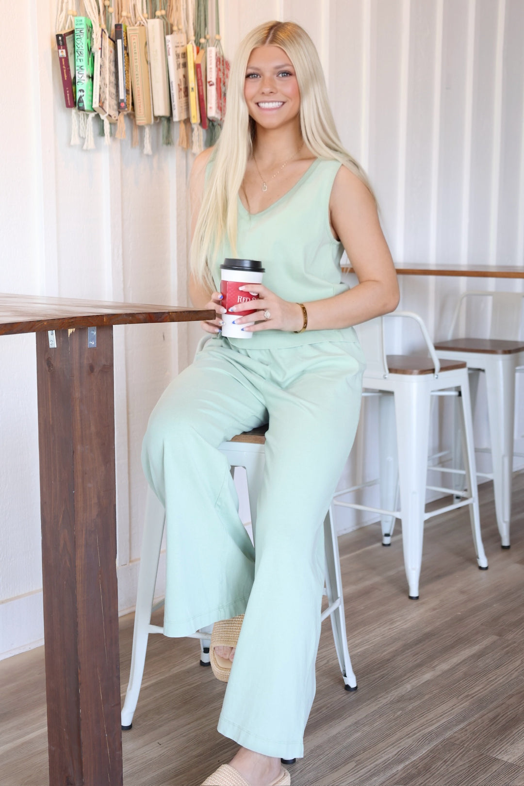 Sloane V-Neck Top- Crystal Green