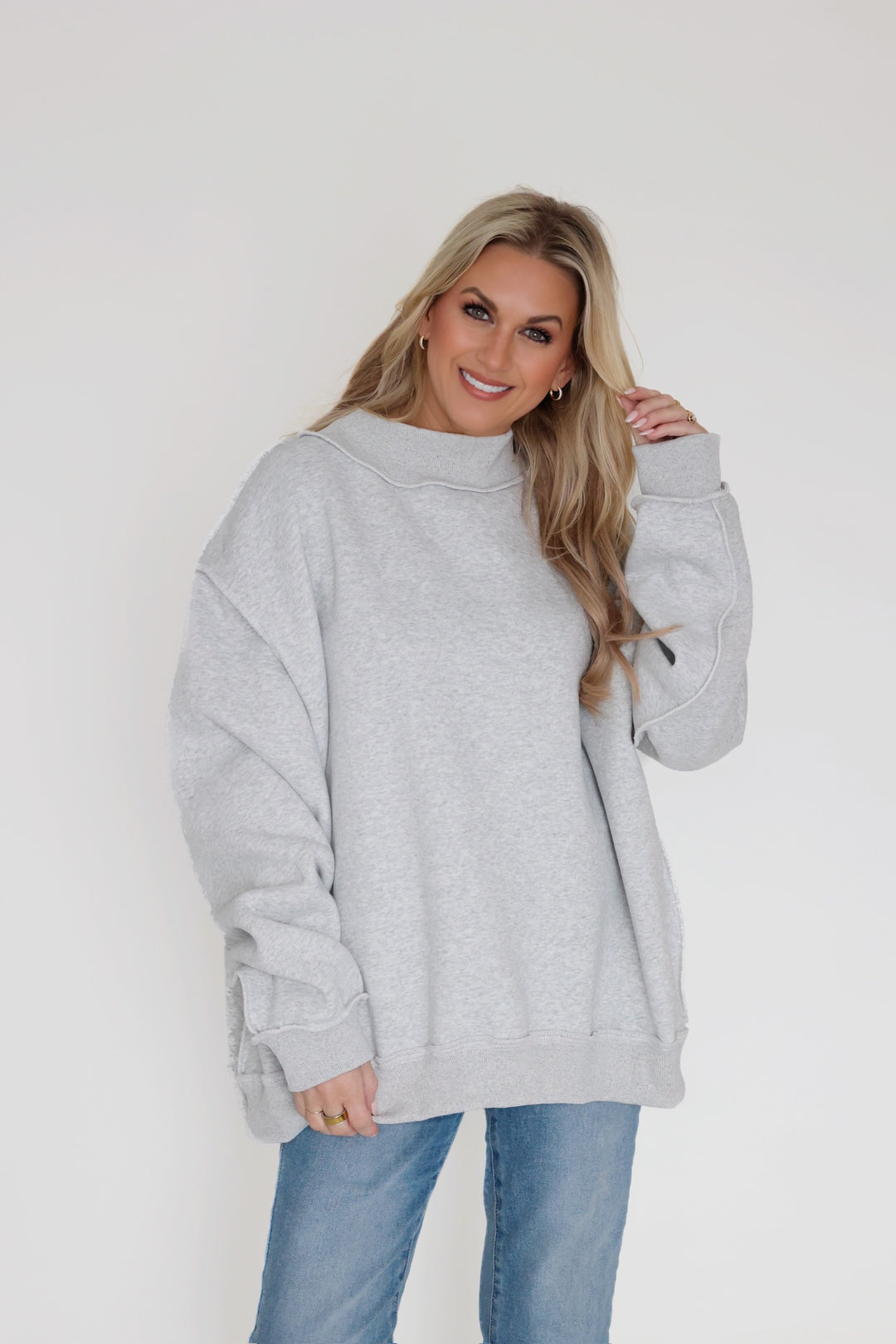 Solid Reversible Mock- Heather Grey