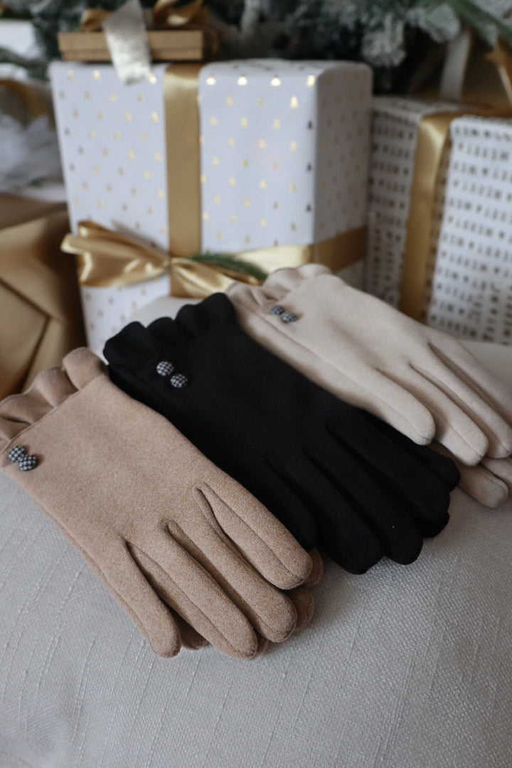 Houndstooth Button Gloves