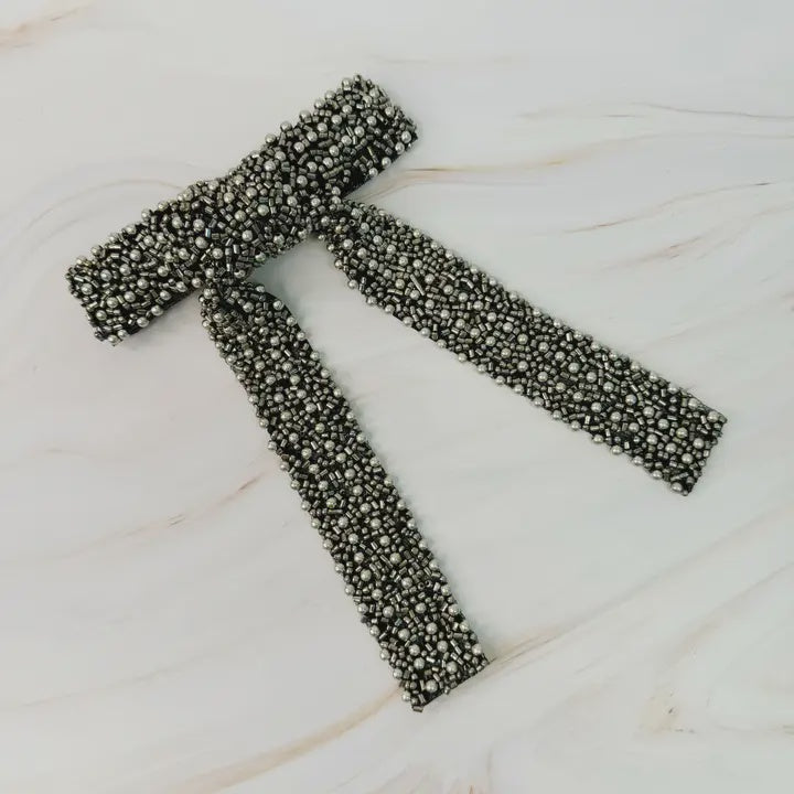 Luxe Beaded Bow Clip