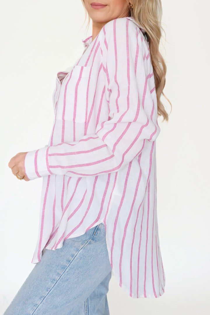 The Perfect Linen Top- Spanish Rose