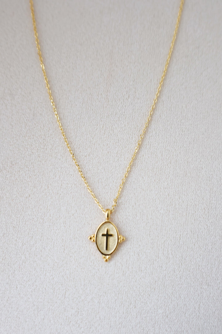 Cross Oval Coin Necklace