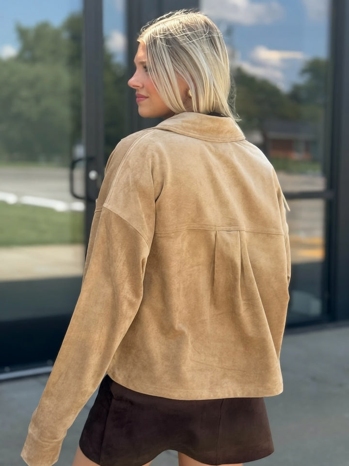All Day Cropped Suede Jacket