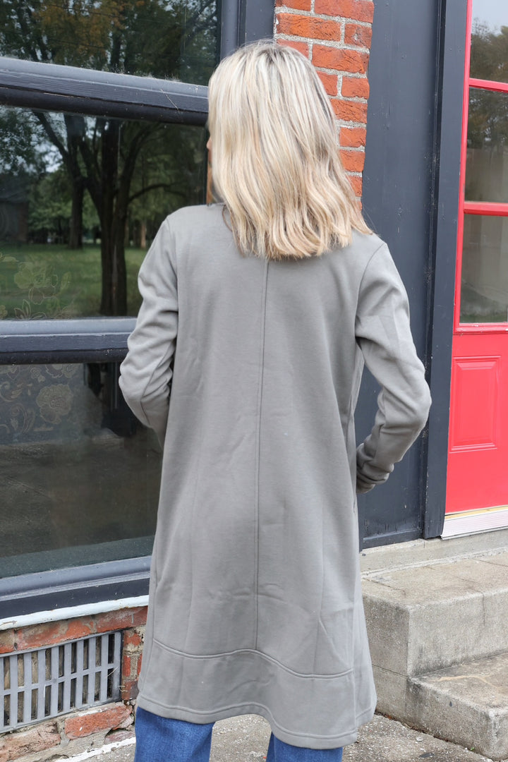 Lifestyle Long Cardigan- Basil