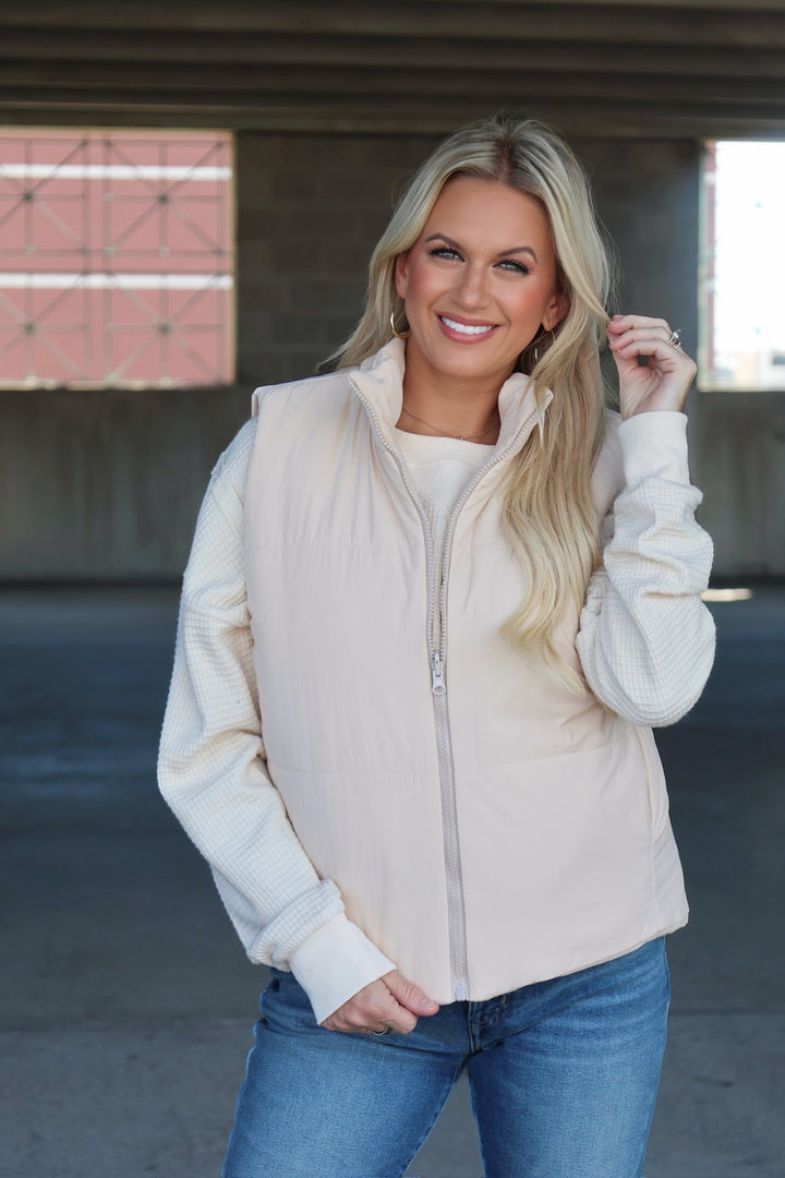 Reversible Corduroy Vest- Ivory