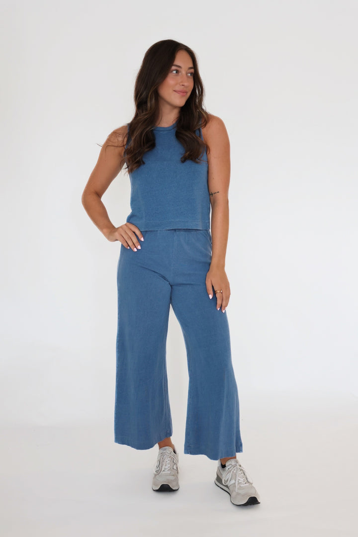 Sloane Jersey Denim Tank- Vintage Indigo