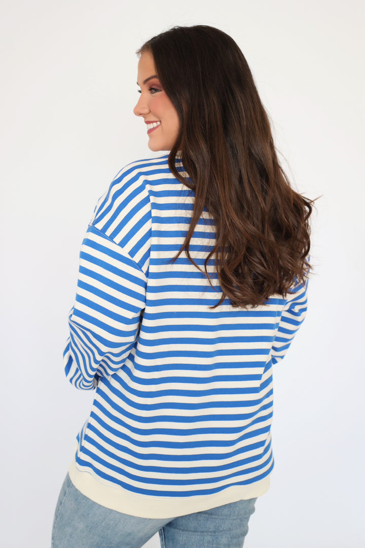 Sophia Stripe Pullover- Blue/Cream