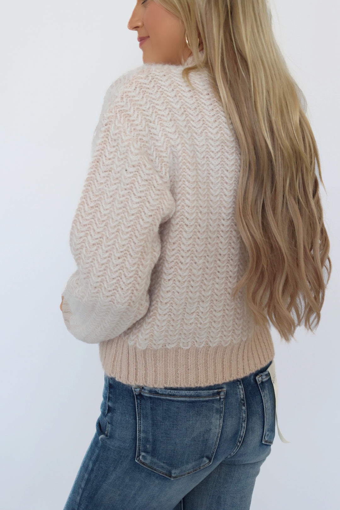 Mae Herringbone Sweater - Oatmeal