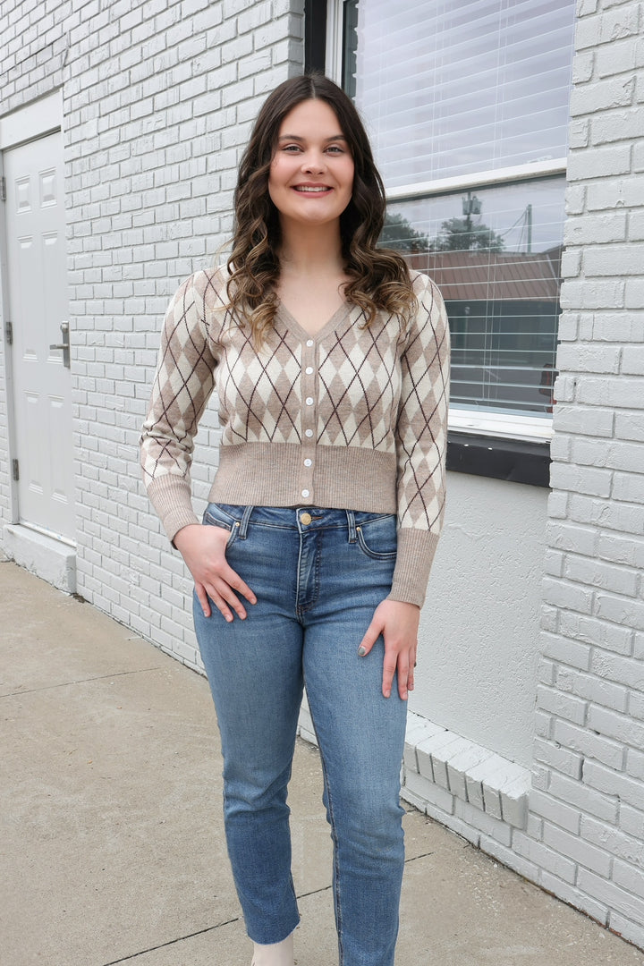 Treasure Argyle Cardigan