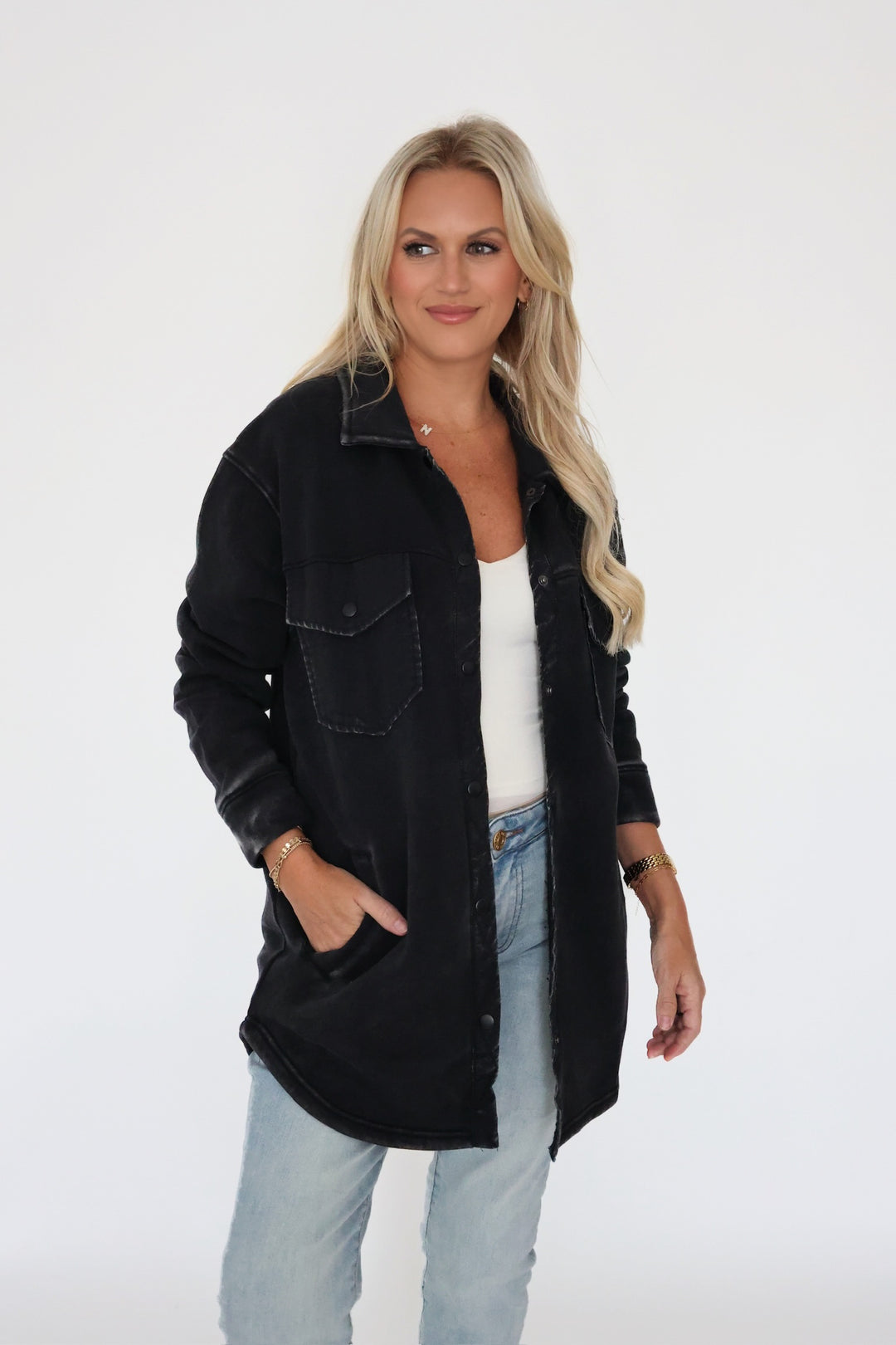 In A Snap Shacket- Black