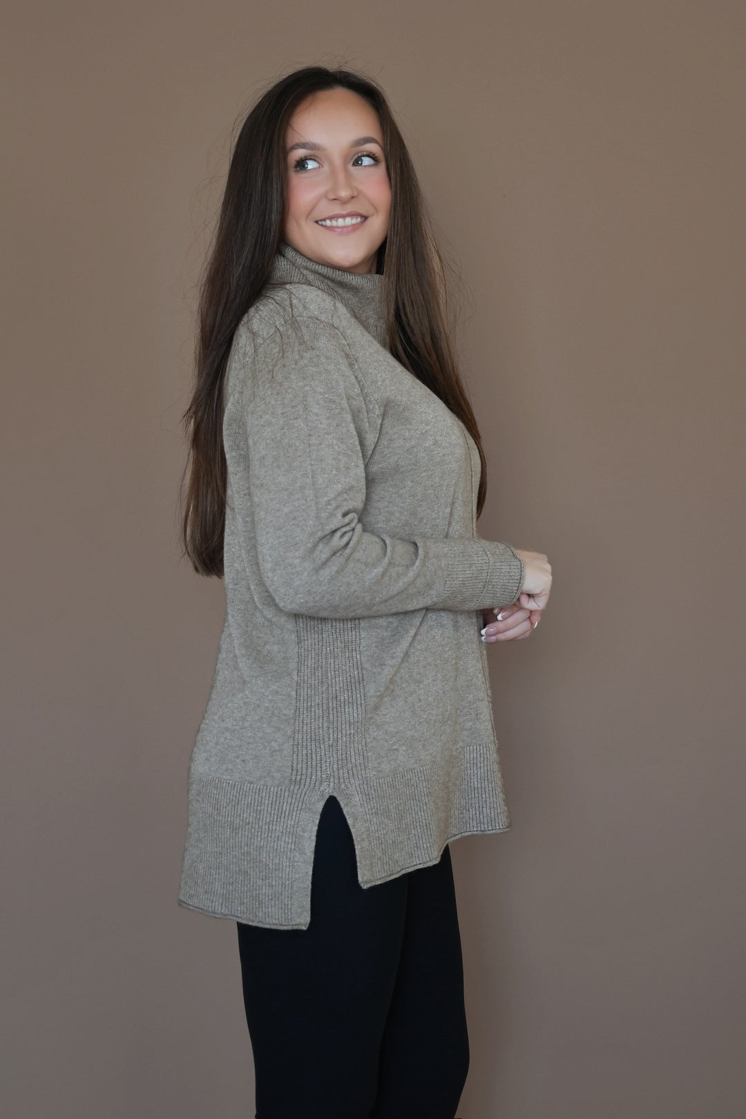 Heavenly Luxe Cowl Neck Sweater- Beige