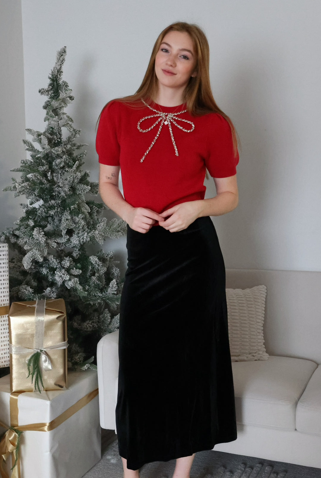 Robin Velvet Skirt- Black
