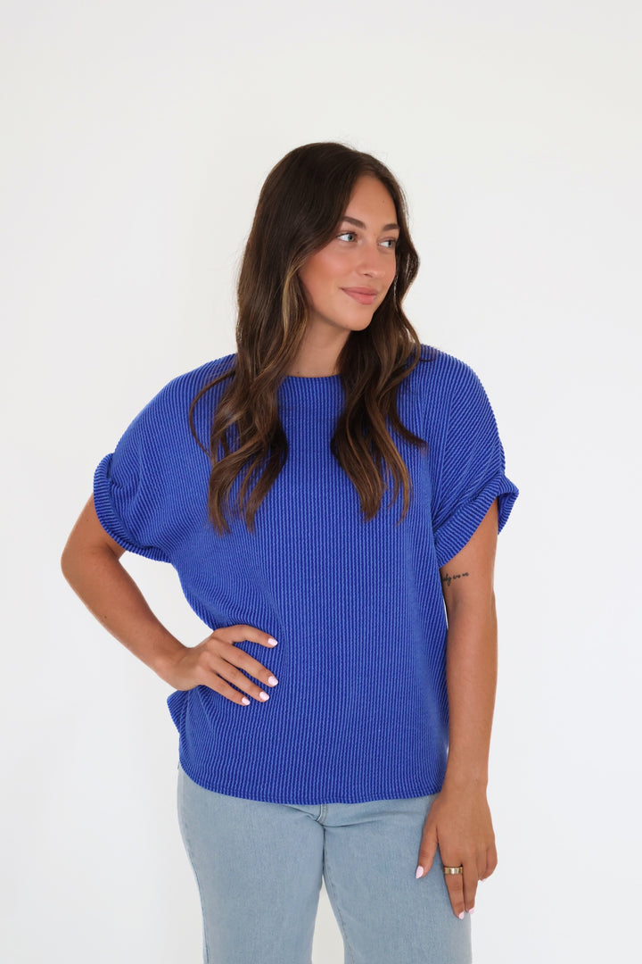 Anna Rib Top- Blue