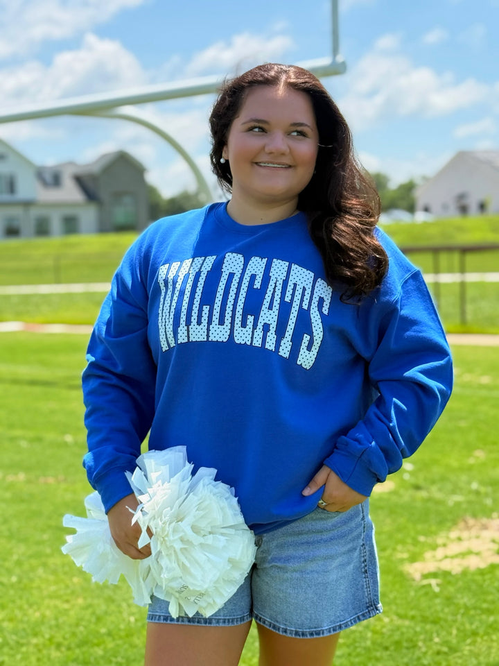 Polka Dot Team Sweatshirt- WILDCATS