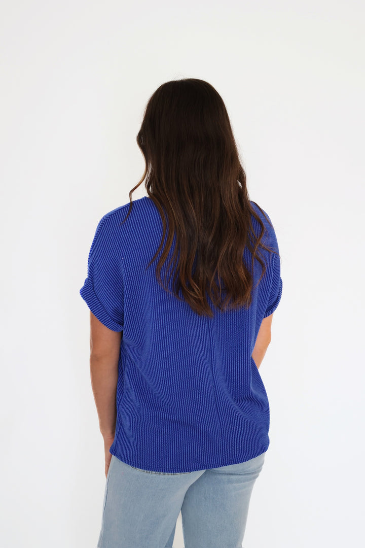Anna Rib Top- Blue