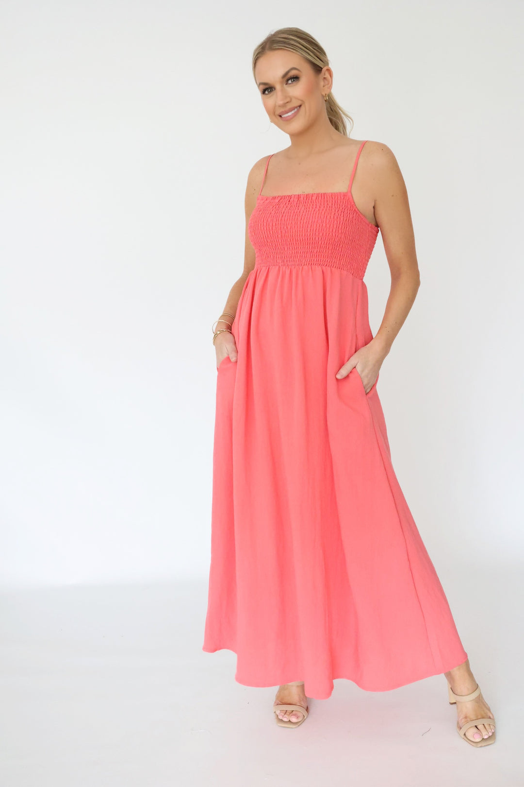 Beachside Midi Dress - Sunset Pink