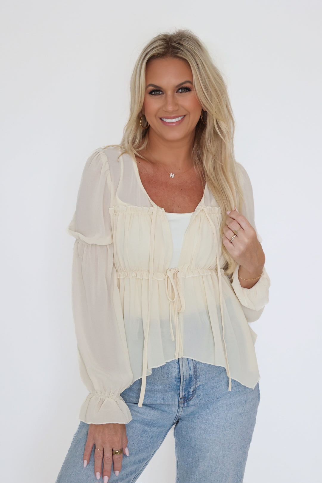 Ava Tie Front Blouse