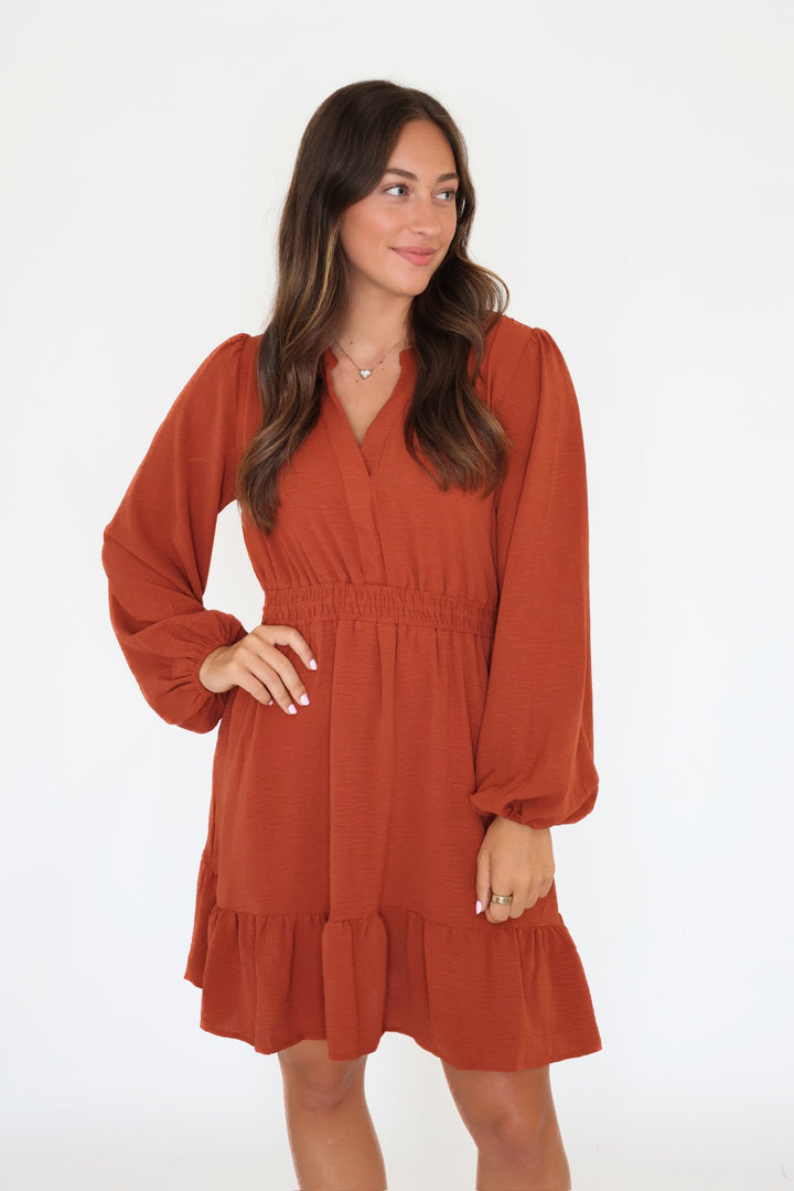 Spice Mini Dress- Cinnamon