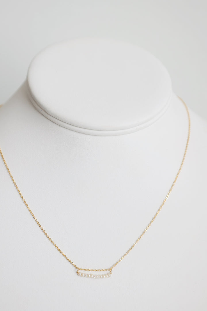 Pearl Bar Necklace- Gold Filled