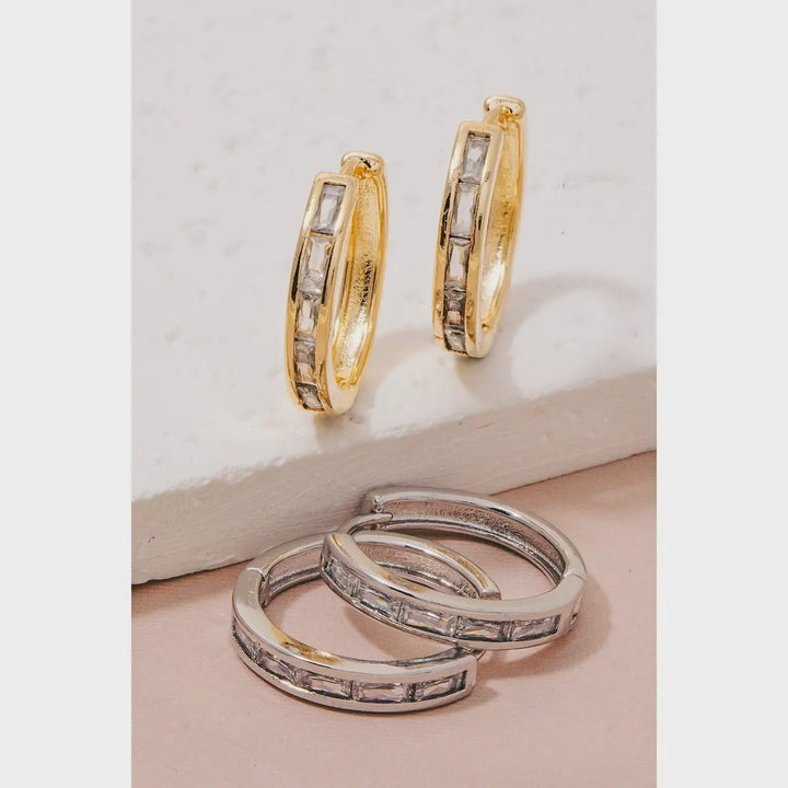 Pave Baguette Hoop