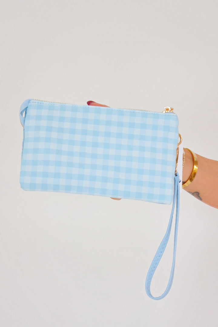 Riley Gingham Wristlet Crossbody