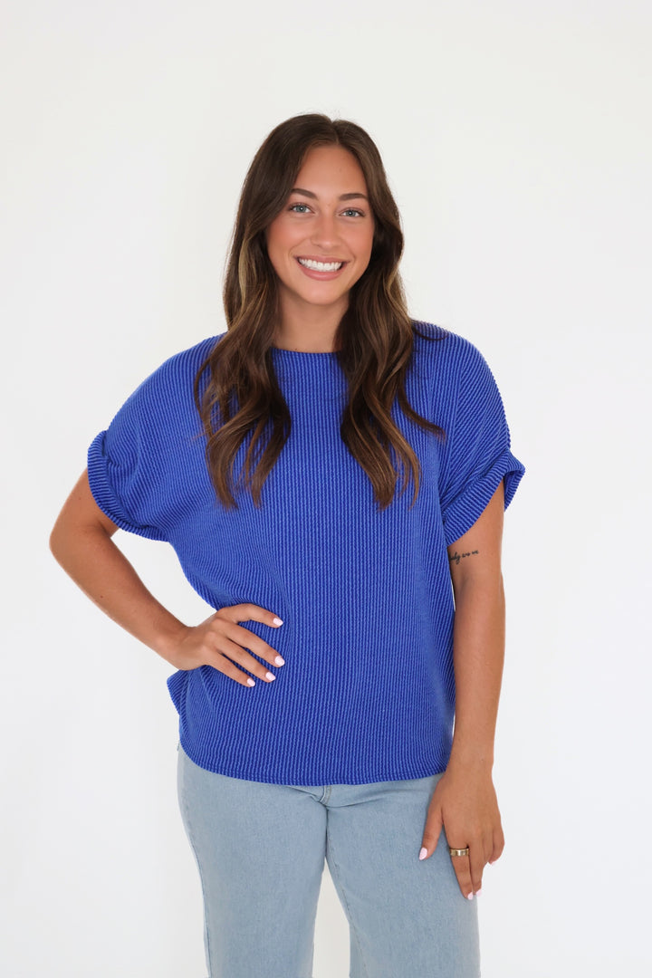 Anna Rib Top- Blue