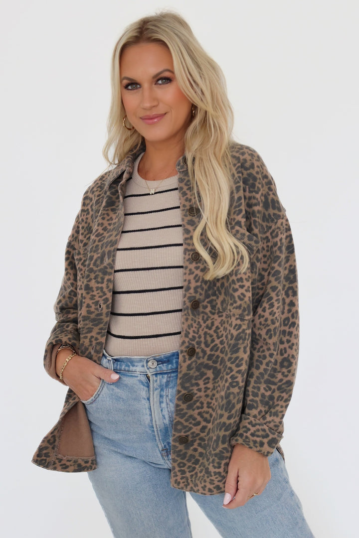All Day Knit Jacket - Leopard