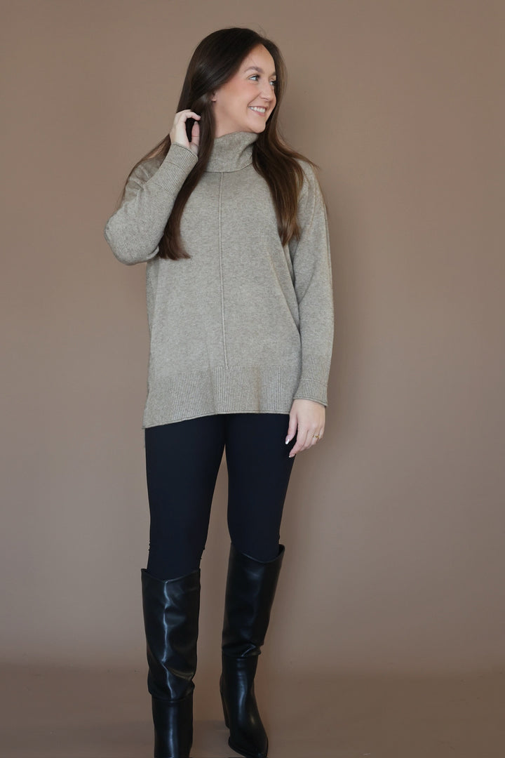 Heavenly Luxe Cowl Neck Sweater- Beige