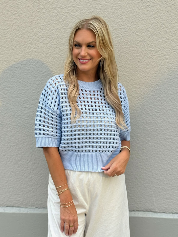 Alina Crochet Top- Blue