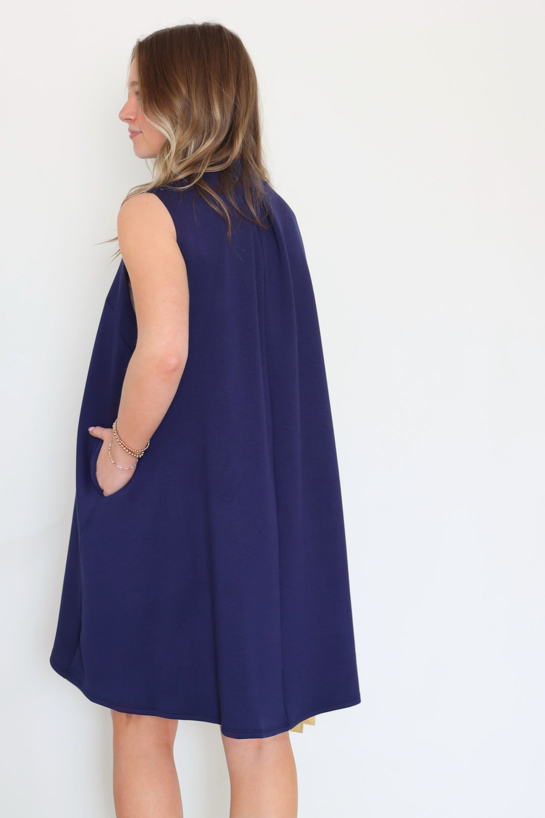 Elle Trapeze Dress - Navy