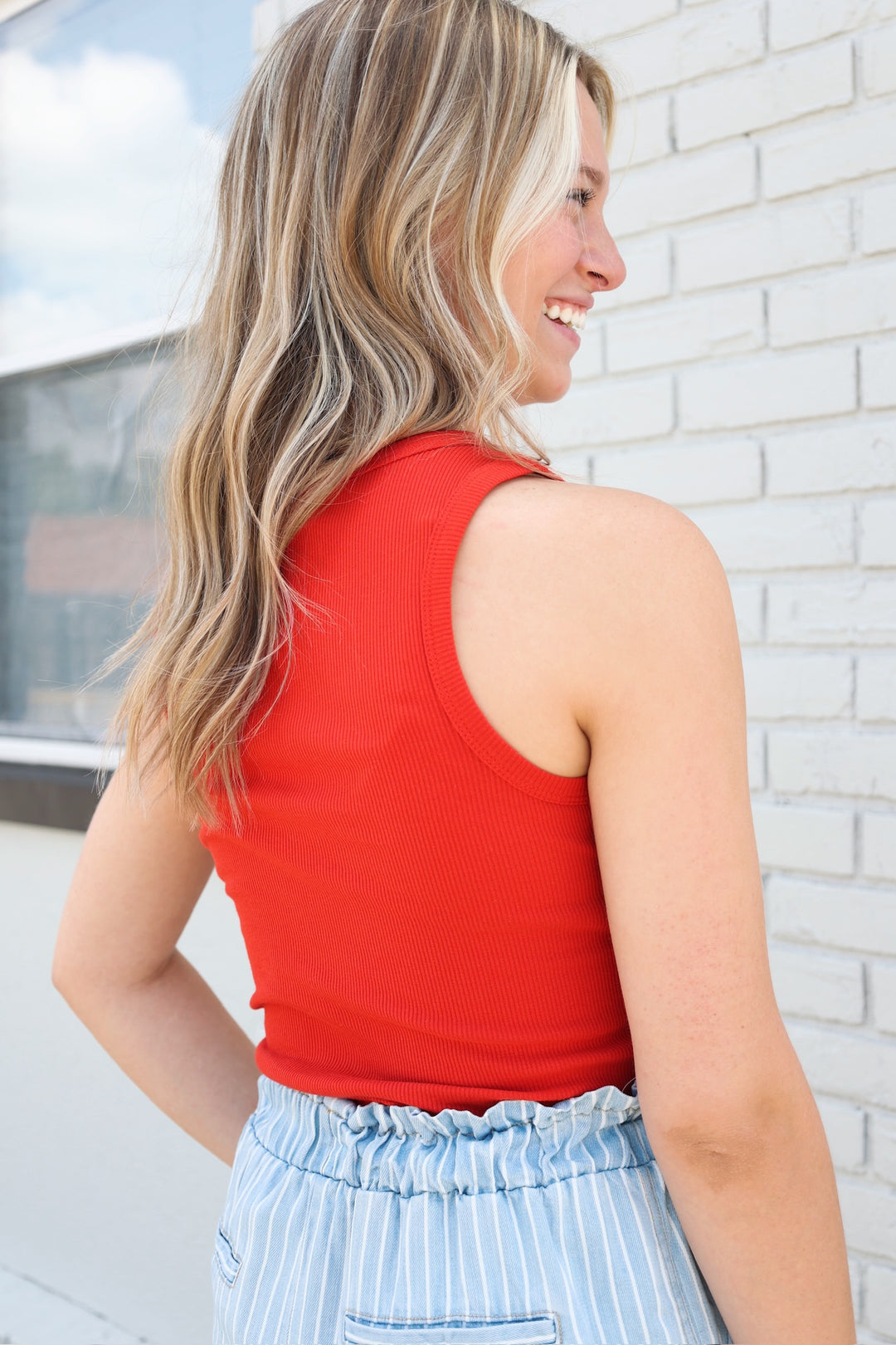 Hadley Rib Tank - Cabana Red