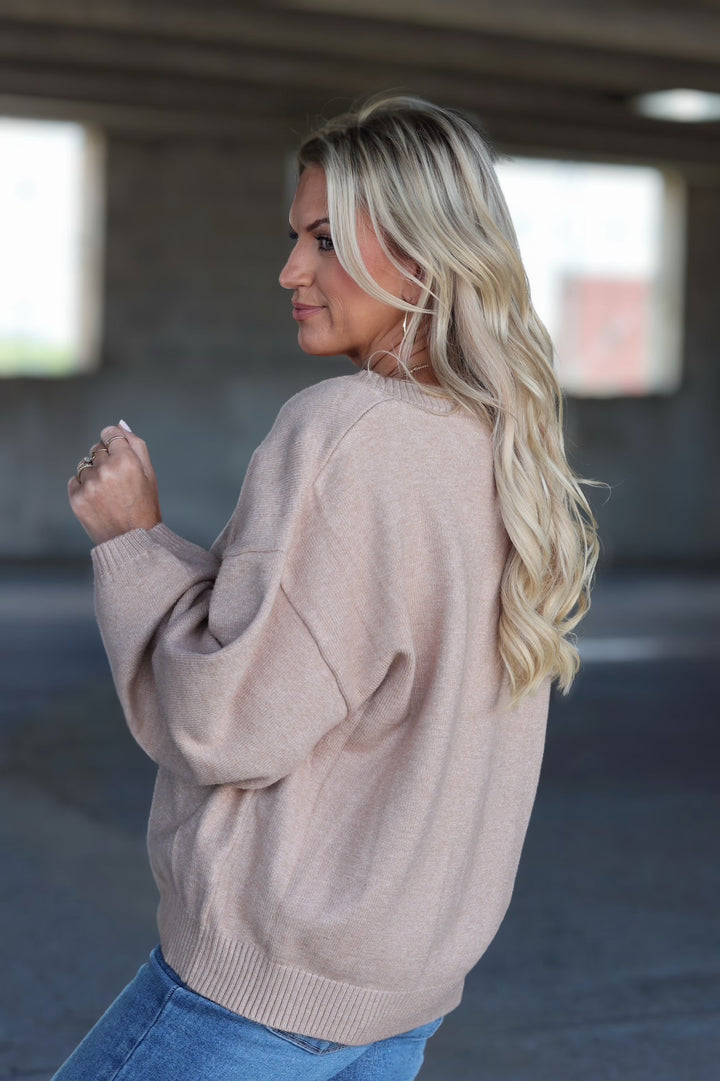 Erin V-Neck Sweater - Beige