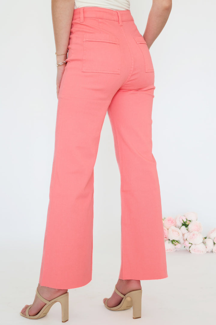 Harper Wide Leg Jean - Flamingo Pink (FINAL SALE)