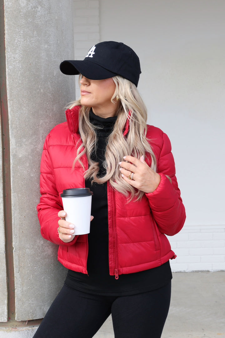 Cherish Puffer Jacket- Red