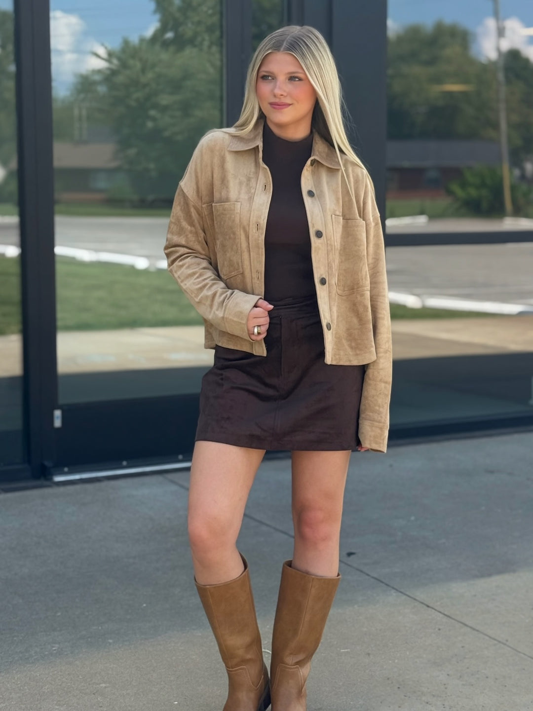 All Day Cropped Suede Jacket