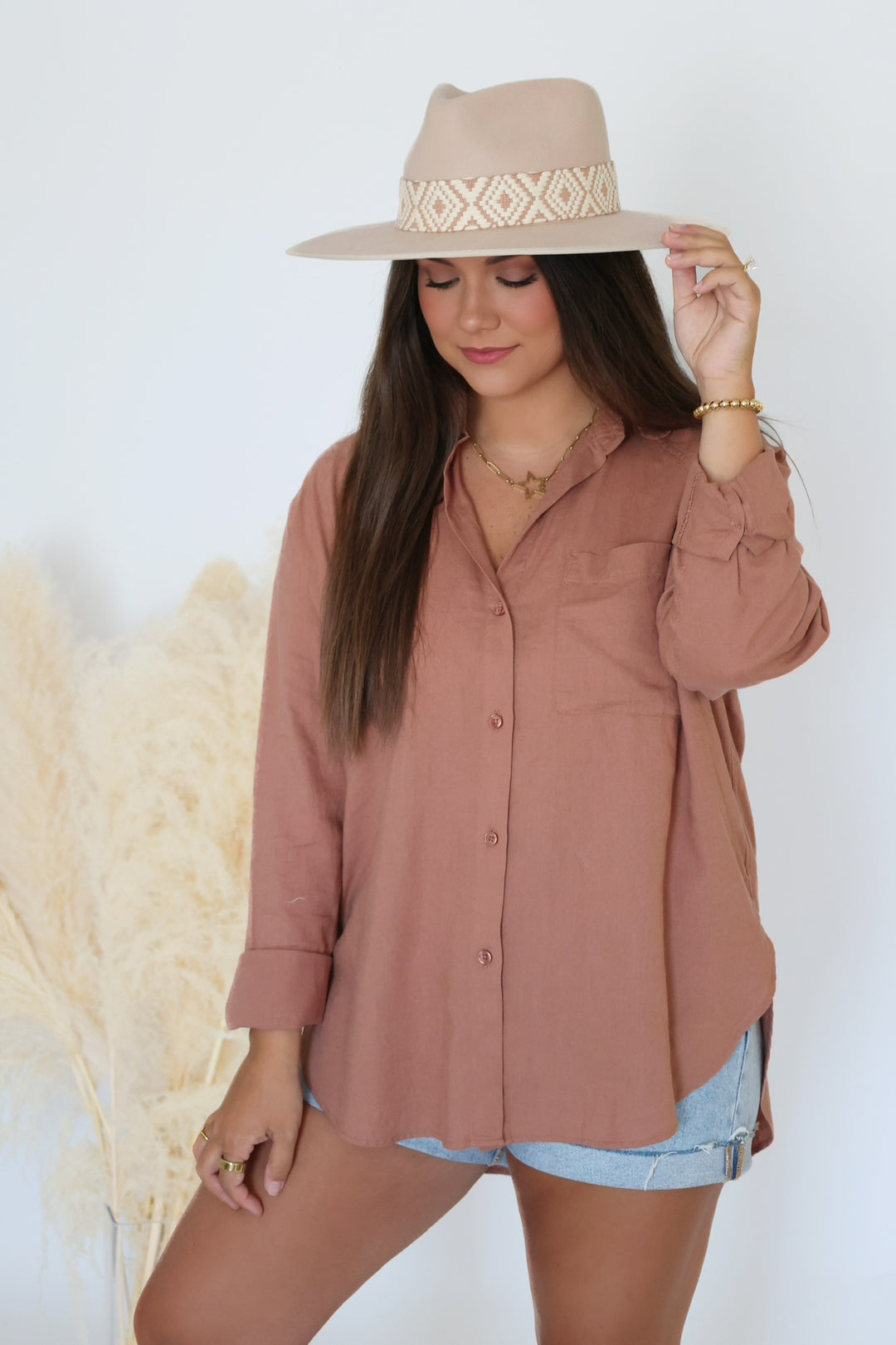 The Perfect Linen Top - Mocha Mousse