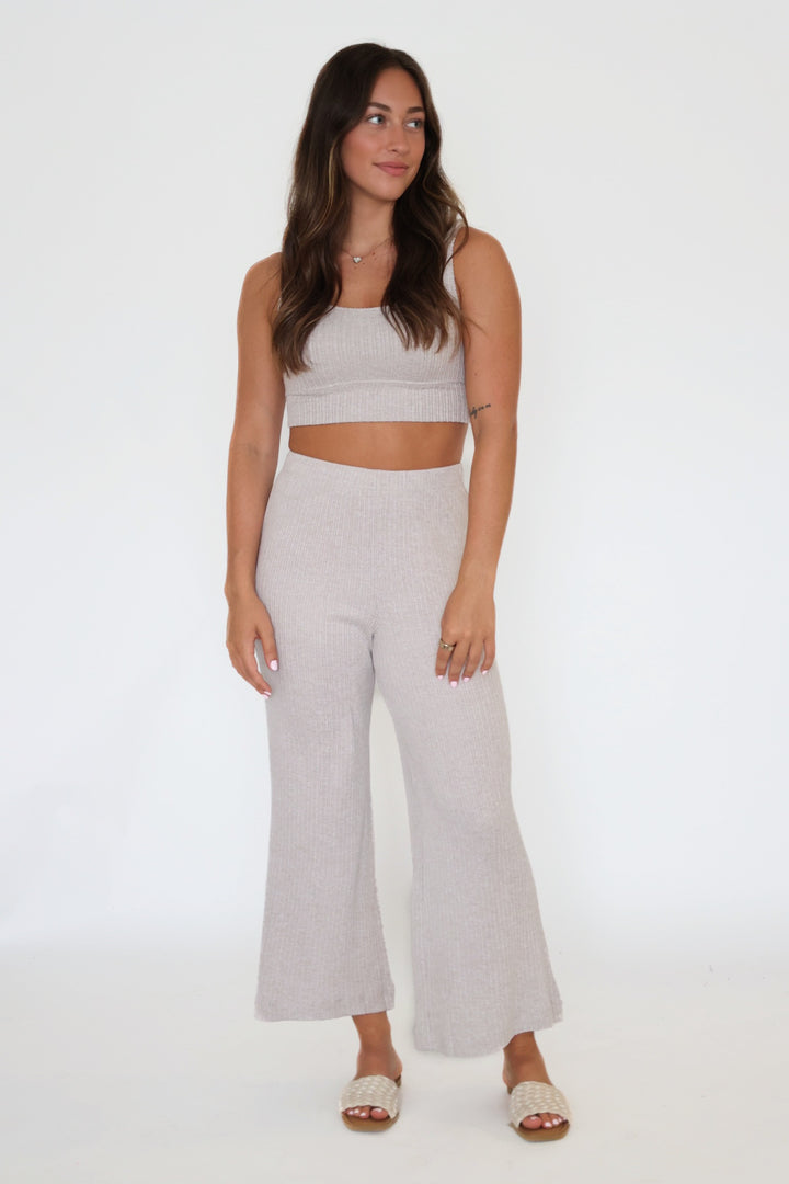 Zoe Ribbed Tank Bra - Slate Grey