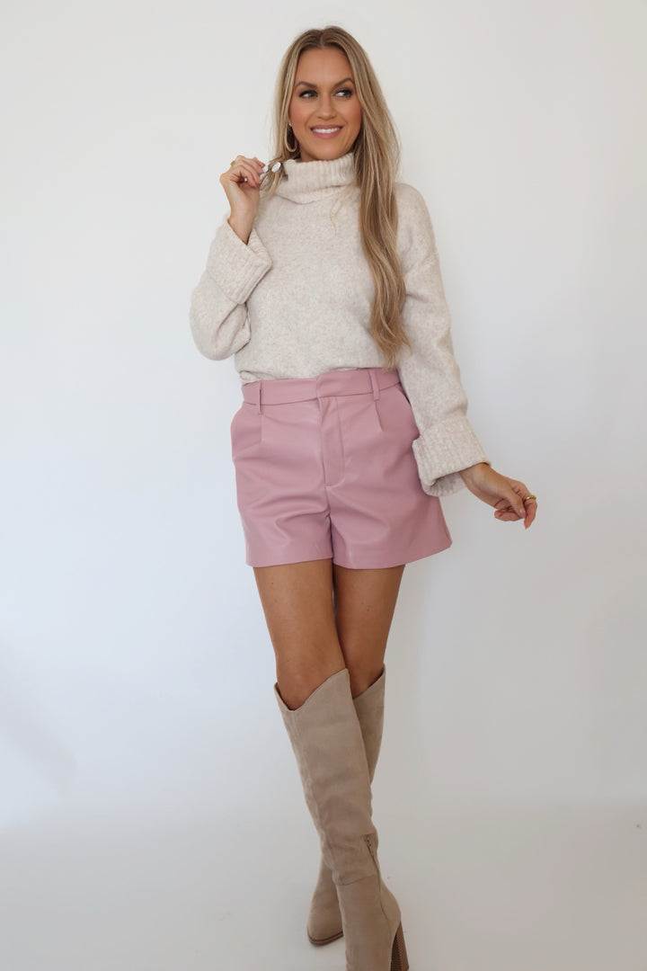 Lola Faux Leather Short - Pink