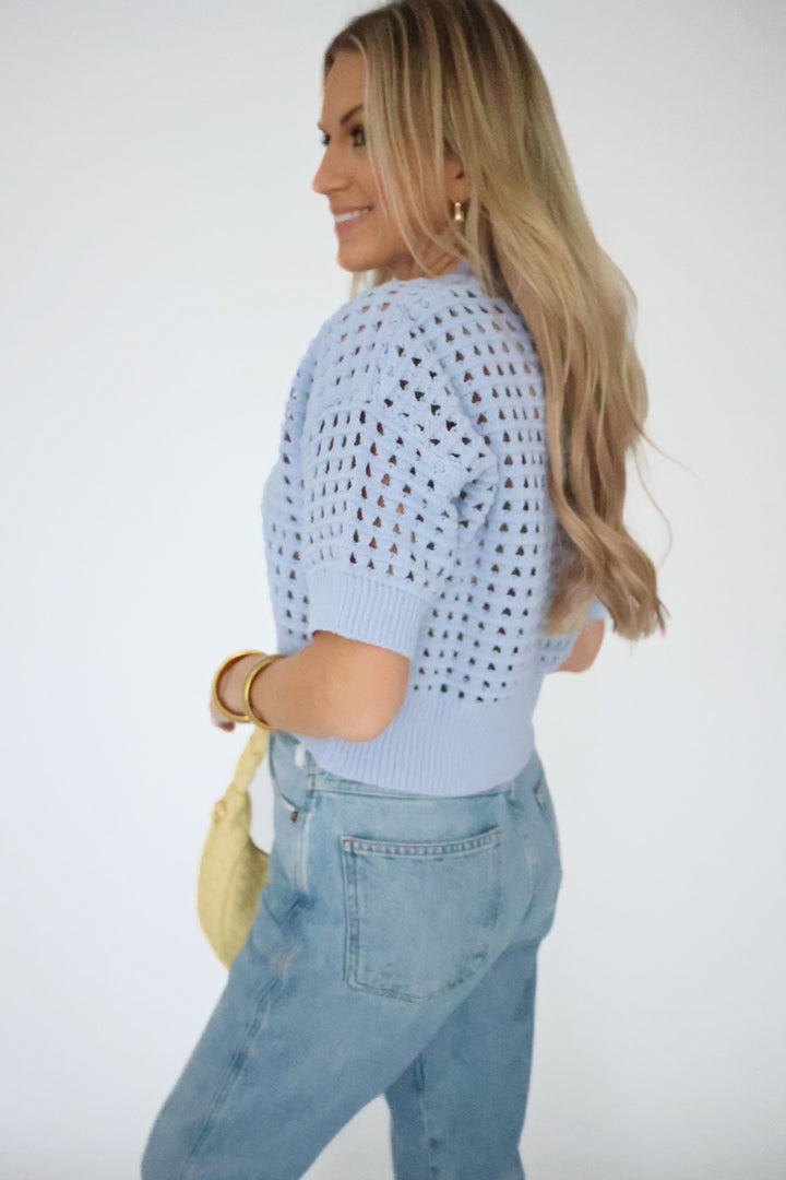 Alina Crochet Top- Blue