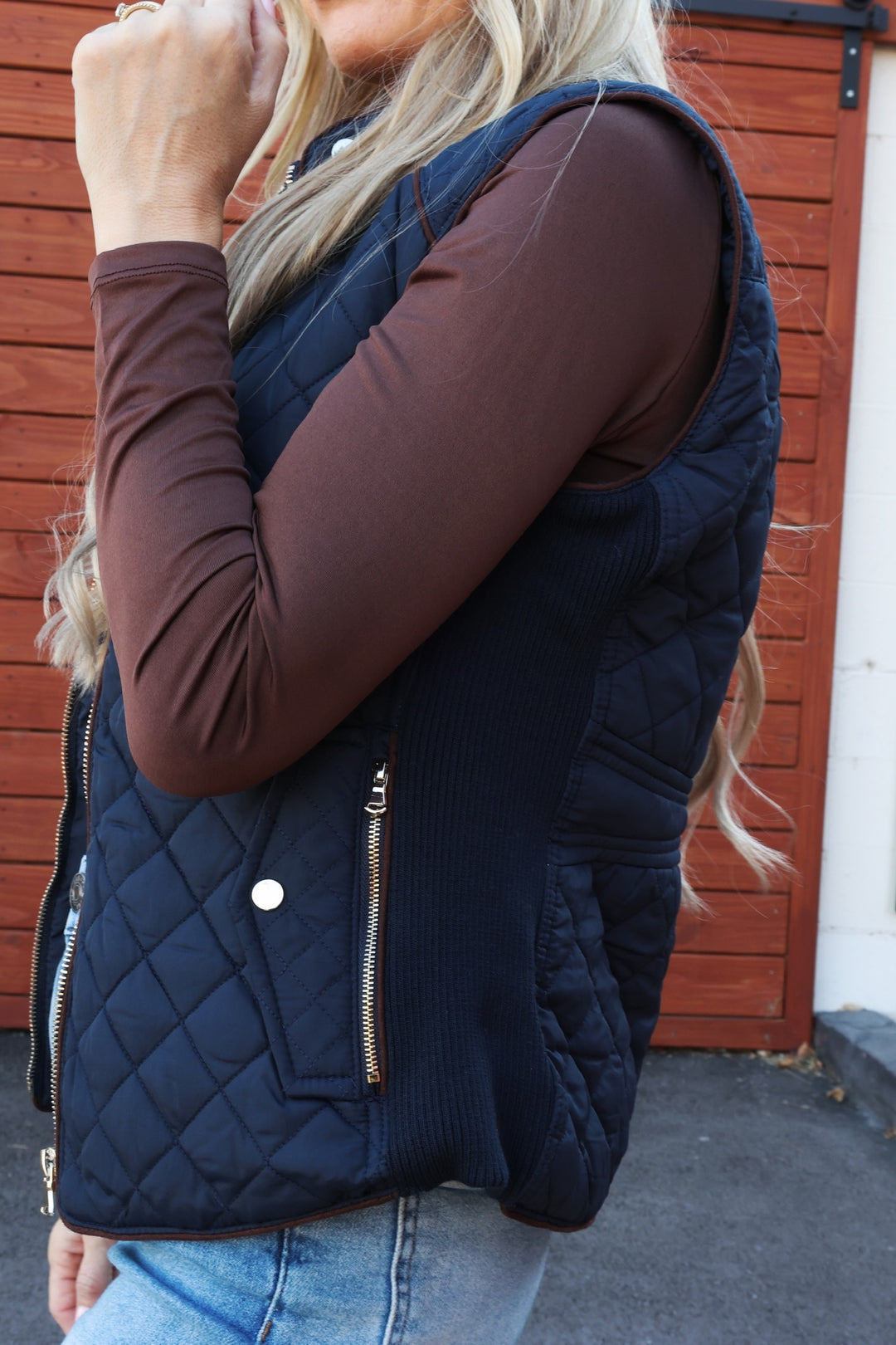 Pico Quilted Vest- Navy