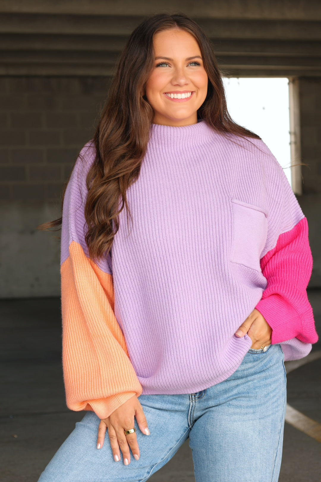 Taylor Contrast Sweater - Lilac (FINAL SALE)