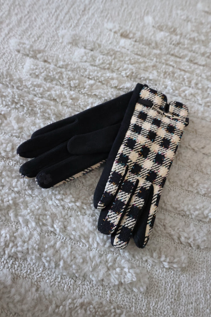 Glitzy Checkered Touchscreen Gloves