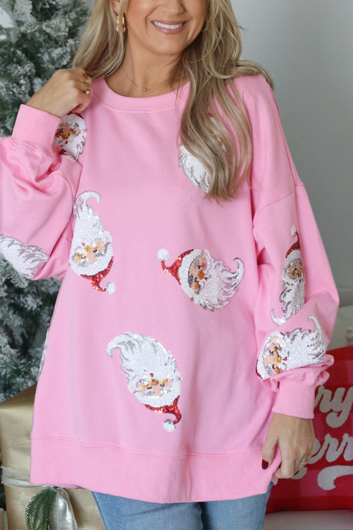 Light Up Santa Sweatshirt - Pink