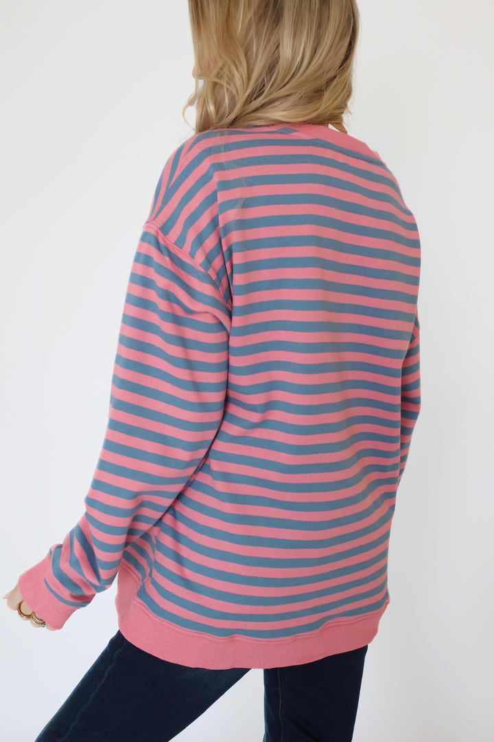 Sophia Stripe Pullover- Rose/Blue