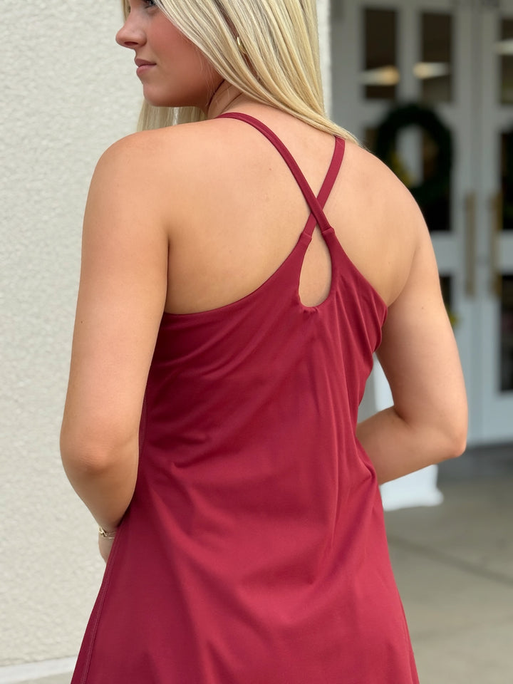 Encore Active Dress- Burgundy