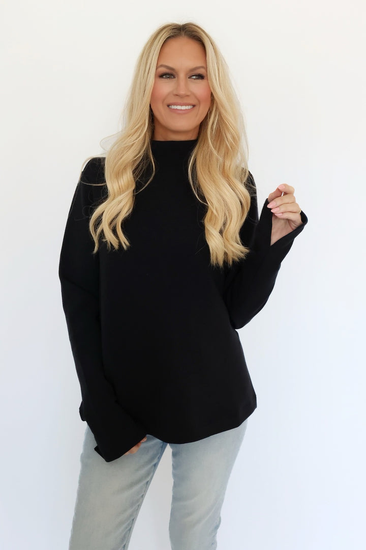 SPANX AirEssentials Mock Pullover - Black (FINAL SALE)